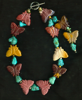Butterflies and Turquoise Necklace